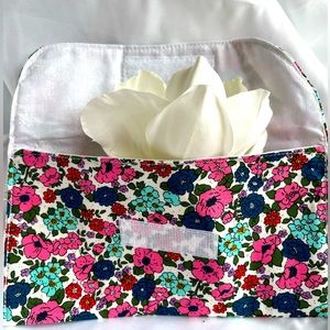 Handmade white/floral flat pouch
